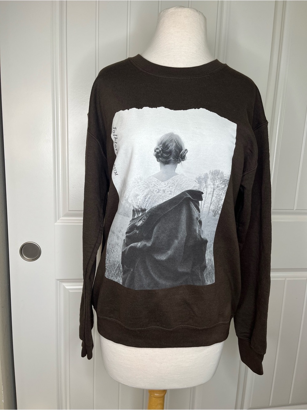 Taylor Swift Like a Moment In Time Folklore Album Chocolate Brown Pullover Small